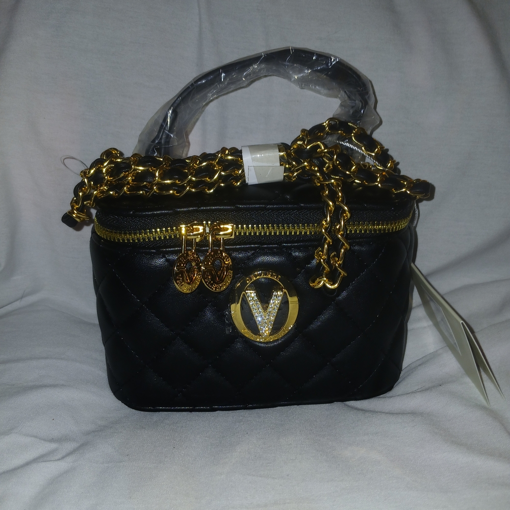 Valentino Orlandi Black Mini Bag with Gold Chain